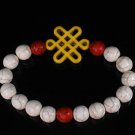 Charming Turquoise Colorful Chinese YELLOW Knot WHITE RED Veins Beads Stretch Bracelet ZZ2718