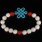 Charming Turquoise Colorful Chinese BABY BLUE Knot WHITE RED Veins Beads Stretch Bracelet ZZ2720