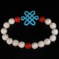 Charming Turquoise Colorful Chinese BABY BLUE Knot WHITE RED Veins Beads Stretch Bracelet ZZ2720