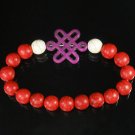 Charming Turquoise Colorful Chinese PURPLE Knot WHITE RED Veins Beads Stretch Bracelet ZZ2723