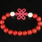 Charming Turquoise Colorful Chinese PINK Knot Bead WHITE RED Veins Beads Stretch Bracelet ZZ2725