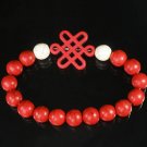 Charming Turquoise Colorful Chinese RED Knot Bead WHITE RED Veins Beads Stretch Bracelet ZZ2727