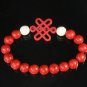 Charming Turquoise Colorful Chinese RED Knot Bead WHITE RED Veins Beads Stretch Bracelet ZZ2727