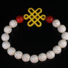 Charming Turquoise Colorful Chinese YELLOW Knot Bead WHITE RED Veins Beads Stretch Bracelet ZZ2734