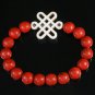 Charming Turquoise Colorful Chinese WHITE Knot Bead RED Veins Beads Stretch Bracelet ZZ2742