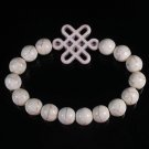 Charming Turquoise Colorful Chinese WHITE Knot Bead Veins Beads Stretch Bracelet ZZ2746
