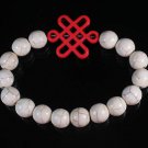 Charming Turquoise Colorful Chinese PINK Knot Bead WHITE Veins Beads Stretch Bracelet ZZ2751