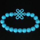 Charming Turquoise Colorful Chinese BLUE Knot Bead Veins Beads Stretch Bracelet ZZ2757