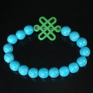 Charming Turquoise Colorful Chinese GREEN Knot Bead BLUE Veins Beads Stretch Bracelet ZZ2759
