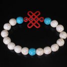 Charming Turquoise Colorful Chinese RED Knot Bead WHITE BLUE Veins Beads Stretch Bracelet ZZ2762