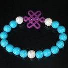 Charming Turquoise Colorful Chinese PURPLE Knot WHITE BLUE Veins Beads Stretch Bracelet ZZ2771