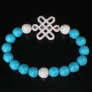 Charming Turquoise Colorful Chinese WHITE Knot Bead WHITE BLUE Veins Beads Stretch Bracelet ZZ2772