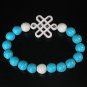 Charming Turquoise Colorful Chinese WHITE Knot Bead WHITE BLUE Veins Beads Stretch Bracelet ZZ2772