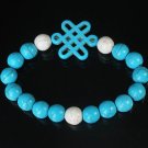 Charming Turquoise Colorful Chinese BLUE Knot Bead WHITE BLUE Veins Beads Stretch Bracelet ZZ2773