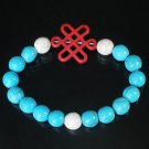 Charming Turquoise Colorful Chinese RED Knot Bead WHITE BLUE Veins Beads Stretch Bracelet ZZ2774