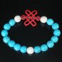 Charming Turquoise Colorful Chinese RED Knot Bead WHITE BLUE Veins Beads Stretch Bracelet ZZ2774