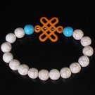 Charming Turquoise Colorful Chinese ORANGE Knot WHITE BLUE Veins Beads Stretch Bracelet ZZ2777