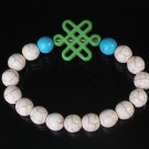 Charming Turquoise Colorful Chinese GREEN Knot Bead WHITE BLUE Veins Beads Stretch Bracelet ZZ2780