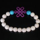 Charming Turquoise Colorful Chinese PURPLE Knot WHITE BLUE Veins Beads Stretch Bracelet ZZ2783