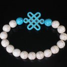 Charming Turquoise Colorful Chinese BLUE Knot Bead WHITE BLUE Veins Beads Stretch Bracelet ZZ2784