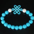 Charming Turquoise Colorful Chinese BLUE Knot Bead WHITE BLUE Veins Beads Stretch Bracelet ZZ2785