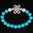 Charming Turquoise Colorful Chinese WHITE Knot Bead WHITE BLUE Veins Beads Stretch Bracelet ZZ2786