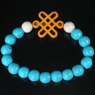 Charming Turquoise Colorful Chinese ORANGE Knot Bead WHITE BLUE Veins Beads Stretch Bracelet ZZ2788
