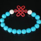 Charming Turquoise Colorful Chinese RED Knot Bead WHITE BLUE Veins Beads Stretch Bracelet ZZ2792