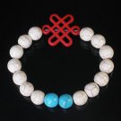 Charming Turquoise Colorful Chinese RED Knot Bead WHITE BLUE Veins Beads Stretch Bracelet ZZ2793