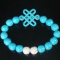 Charming Turquoise Colorful Chinese BLUE Knot Bead WHITE BLUE Veins Beads Stretch Bracelet ZZ2805