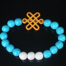 Charming Turquoise Colorful Chinese ORANGE Knot Bead WHITE BLUE Veins Beads Stretch Bracelet ZZ2822