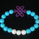 Charming Turquoise Colorful Chinese PURPLE Knot WHITE BLUE Veins Beads Stretch Bracelet ZZ2824