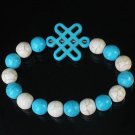 Charming Turquoise Colorful Chinese BLUE Knot Bead WHITE BLUE Veins Beads Stretch Bracelet ZZ2830
