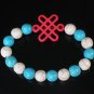 Charming Turquoise Colorful Chinese PINK Knot Bead WHITE BLUE Veins Beads Stretch Bracelet ZZ2831