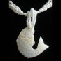 Natural Sea Shell Mother of Pearl Carved Fish Statue Amulet Pendant GB1005