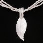 Natural Sea Shell Mother of Pearl Carved Leaf Statue Pendant Necklace GC1097
