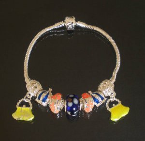 Plated Aldary Chains Colorful Glass Beads Europe Bracelet EZ2010