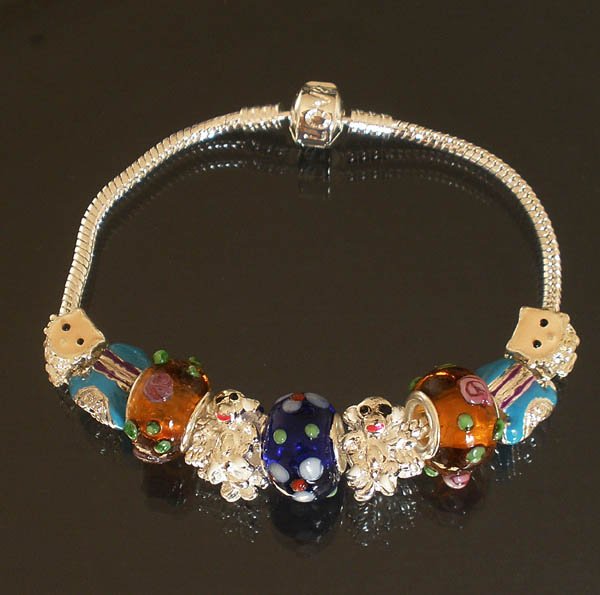 Plated Aldary Chains Colorful Glass Beads Europe Bracelet EZ2013