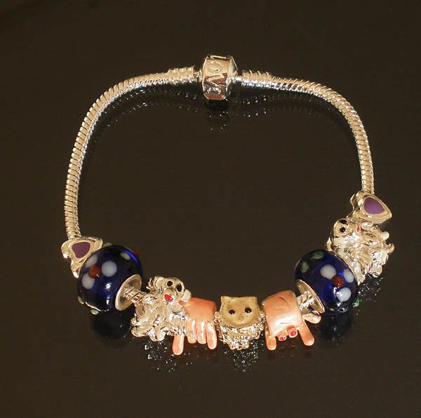 Plated Aldary Chains Colorful Glass Beads Europe Bracelet EZ2014