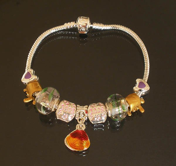 Plated Aldary Chains Colorful Glass Beads Europe Bracelet EZ2015