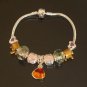 Plated Aldary Chains Colorful Glass Beads Europe Bracelet EZ2015