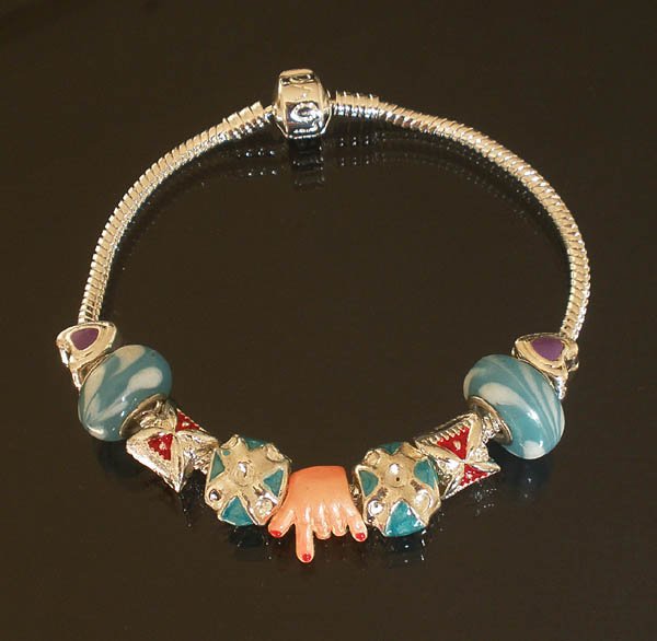 Plated Aldary Chains Colorful Glass Beads Europe Bracelet EZ2016