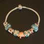 Plated Aldary Chains Colorful Glass Beads Europe Bracelet EZ2016
