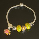Plated Aldary Chains Colorful Glass Beads Europe Bracelet EZ2024