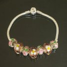Plated Aldary Chains Colorful Glass Beads Europe Bracelet EZ2025