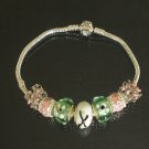 Plated Aldary Chains Colorful Glass Beads Europe Bracelet EZ2026