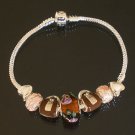 Plated Aldary Chains Colorful Glass Beads Europe Bracelet EZ2030
