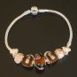 Plated Aldary Chains Colorful Glass Beads Europe Bracelet EZ2030