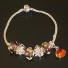 Plated Aldary Chains Colorful Glass Beads Europe Bracelet EZ2032
