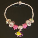Plated Aldary Chains Colorful Glass Beads Europe Bracelet EZ2033